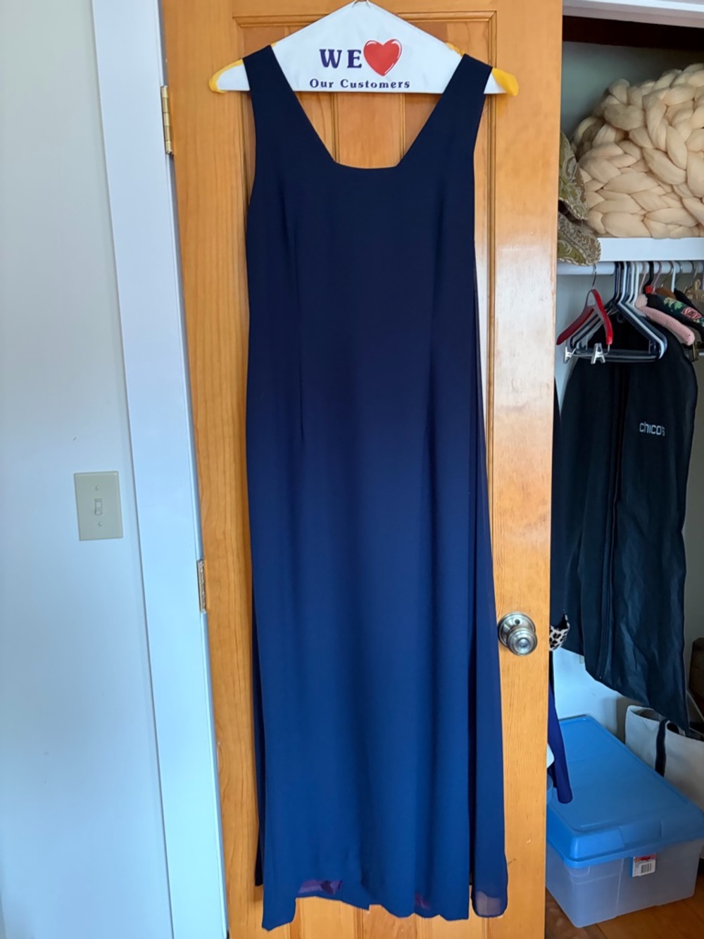 Nicole Miller Navy Floor Length dress with removable chiffon cape - Size 14